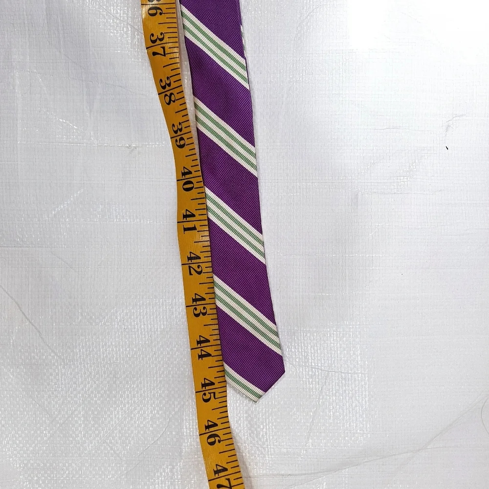 J. Crew Purple And Green Stripe Silk Tie Double D Ring Belt - Picture 10 of 10